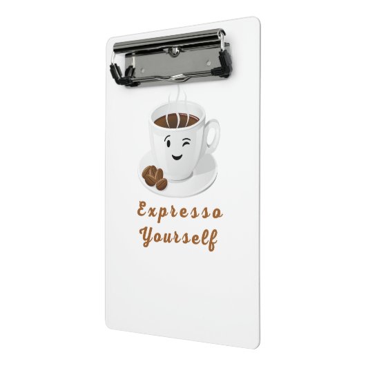 Expresso Yourself – Funny Smiling Coffee Tee Mini Klembord (Angled2)