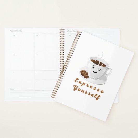 Expresso Yourself – Funny Smiling Coffee Tee Planner (Display)