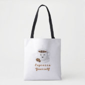 Expresso Yourself – Funny Smiling Coffee Tee Tote Bag (Voorkant)