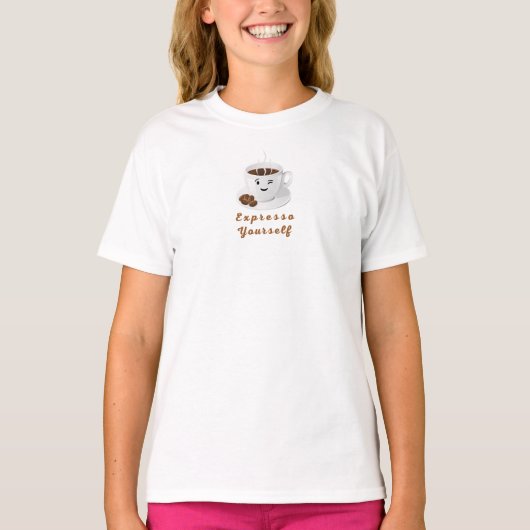 Expresso Yourself - Grappig Lachend Koffie T-shirt (Voorkant)