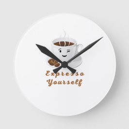 Expresso Yourself – Grappige Glimlachende Koffie T Ronde Klok