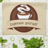 Expresso Yourself Leuke koffie keuken citaten Theedoek (Gevouwen)