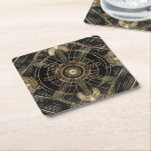 Exquise Art Deco Paper Onderzetter - Zwart en Goud (Schuin)