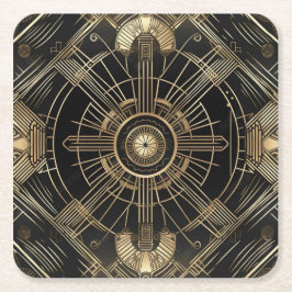 Exquise Art Deco Paper Onderzetter - Zwart en Goud