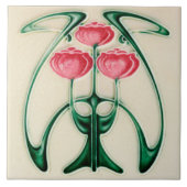 Exquise Art Nouveau Floral Design keramische Tegel Tegeltje (Voorkant)