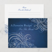 Exquise Barok Blauw Vrijgezellenfeest Recept Kaart (Voorkant / Achterkant)
