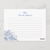 Exquise Barok Blauw Vrijgezellenfeest Recept Kaart (Achterkant)