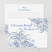 Exquise Barok Blauw Vrijgezellenfeest Recept Kaart (Voorkant / Achterkant)