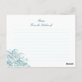 Exquise Barok Blauwgroen Vrijgezellenfeest Recept  Briefkaart (Achterkant)