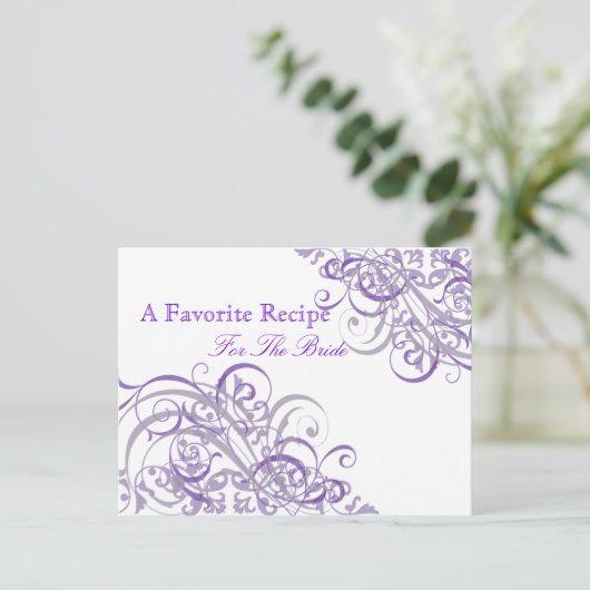Exquise Barok Paarse Vrijgezellenfeest Recept Kaar Briefkaart (Staand voorkant)