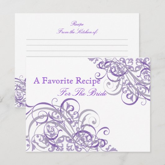 Exquise Barok Paarse Vrijgezellenfeest Recept Kaar Briefkaart (Voorkant / Achterkant)