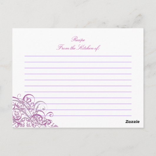 Exquise Barok Roze Vrijgezellenfeest Recept Kaart (Achterkant)