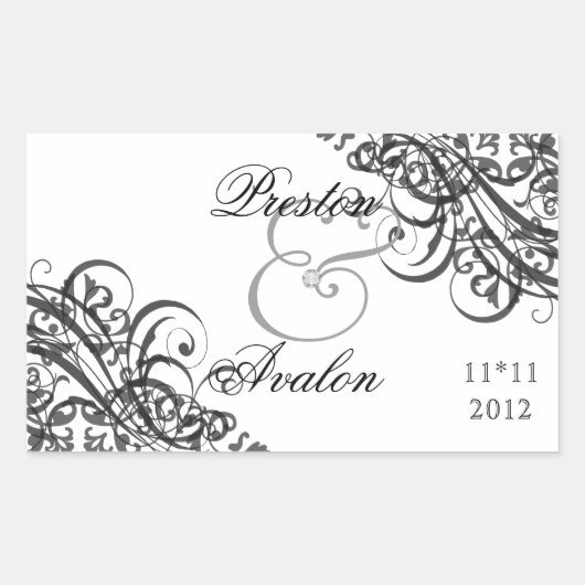 Exquise Barok Zwart Save The Date Sticker (Voorkant)