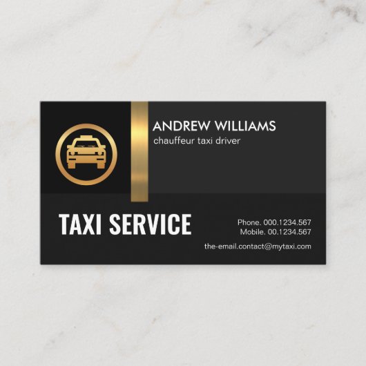 Exquise Black Shades Gold Stripe Taxi-driver Visitekaartje (Voorkant)