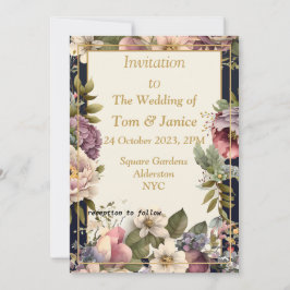 Exquise bloemengrens bruiloft uitnodiging