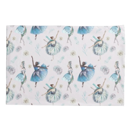 Exquise Blue Ballerinas op Blush Kussensloop (Achterkant)