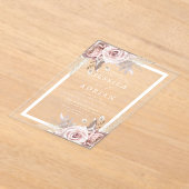Exquise Blush & Roos Bloemen Lijst bruiloft Acryl Uitnodigingen (Laagn)