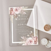 Exquise Blush & Roos Bloemen Lijst bruiloft Acryl Uitnodigingen