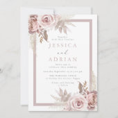 Exquise Blush & Roos Bloemen Lijst bruiloft Kaart (Voorkant)