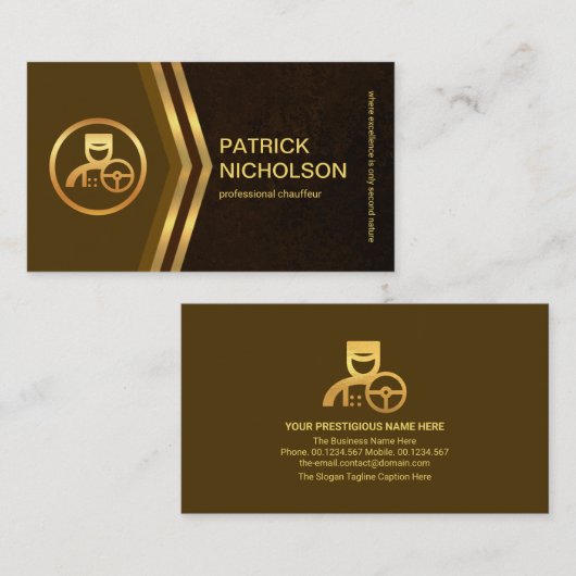 Exquise Brown Grunge Gold Arrow Chauffeur-driver Visitekaartje (Voorkant / Achterkant)