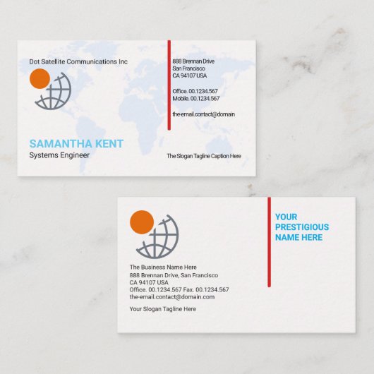 Exquise Concise Blue Atlas Global Visitekaartje (Voorkant / Achterkant)