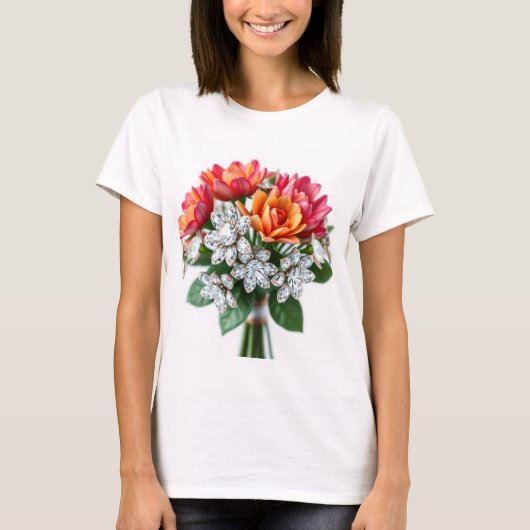 Exquise diamanten boeket: een prachtige bloemenmee t-shirt (Voorkant)