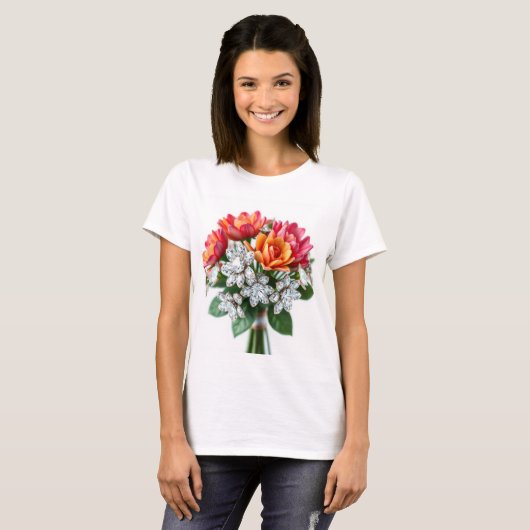 Exquise diamanten boeket: een prachtige bloemenmee t-shirt (Voorkant volledig)