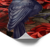Exquise Donkere Schoonheid Rode Rozen & Raven Poster (Hoek)
