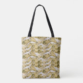 Exquise duiven tegen bloemenillustratie tote bag (Achterkant)