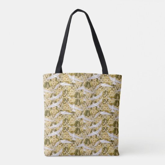 Exquise duiven tegen bloemenillustratie tote bag (Achterkant)