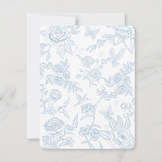 Exquise Dusty Blue Baroque Lijst Baby shower Bedankkaart (Achterkant)