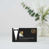 Exquise Elegant Black Tuxedo Waiter Caterer Visitekaartje (Staand voorkant)