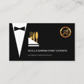 Exquise Elegant Black Tuxedo Waiter Caterer Visitekaartje (Voorkant)
