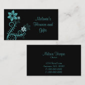 Exquise Flowers Visitekaartje, Turquoise Visitekaartje (Voorkant / Achterkant)