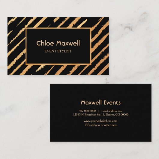 Exquise Gold Black Stripe minimalist Visitekaartje (Voorkant / Achterkant)