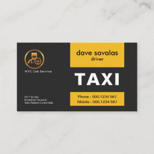 Exquise Gold Chauffeur Yellow Tabs Taxi Visitekaartje