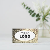 Exquise Gold Sparkling Glitter Wit Toevoegen Logo Visitekaartje (Staand voorkant)