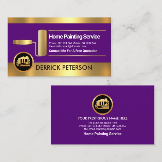 Exquise Gold Stripes Roller Paint Penseel verven Visitekaartje (Voorkant / Achterkant)