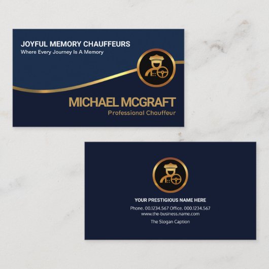 Exquise Gold Wave Blue Layers Chauffeur-driver Visitekaartje (Voorkant / Achterkant)