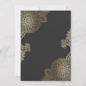 Exquise Golden Floral Henna Wedding Kaart (Achterkant)