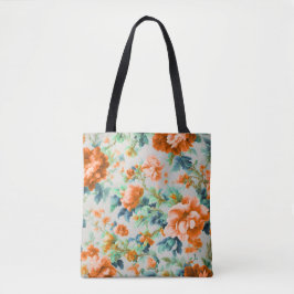 Exquise Gouden Bloemen en Blauw, Groen Bladeren Tote Bag