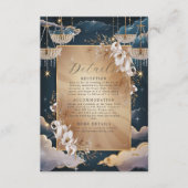Exquise gouden kroonluchter bloemenbruiloft informatiekaartje (Voorkant)