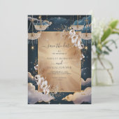 Exquise gouden kroonluchter bloemensave de datum kaart (Staand voorkant)