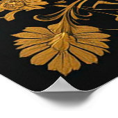 Exquise gouden libel met bloemige kunst poster (Hoek)