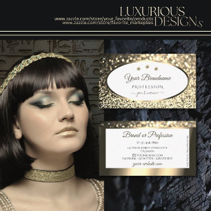 Exquise Gouden Sprankelende Glitter Wit met Juwele Visitekaartje