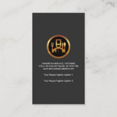 Exquise Grey Tuxedo Suit Waiter Gold Cutlery Visitekaartje (Achterkant)