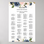 Exquise Herfst Floral Alfabetical Seating Chart Poster (Voorkant)