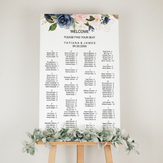 Exquise Herfst Floral Alfabetical Seating Chart Poster