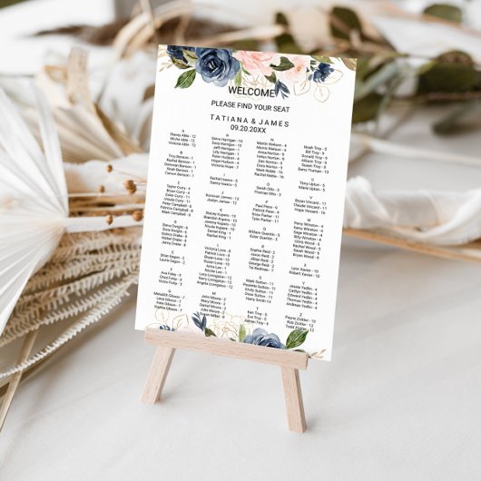 Exquise Herfst Floral Alfabetical Seating Chart Poster