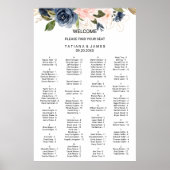 Exquise Herfst Floral Alfabetical Seating Chart Poster (Voorkant)